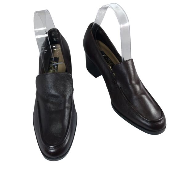 CANDID STATEMENTS! ESPRESSO BROWN GENUINE LEATHER CHUNKY HEEL LOAFERS! SZ 7.5M - Picture 2 of 10